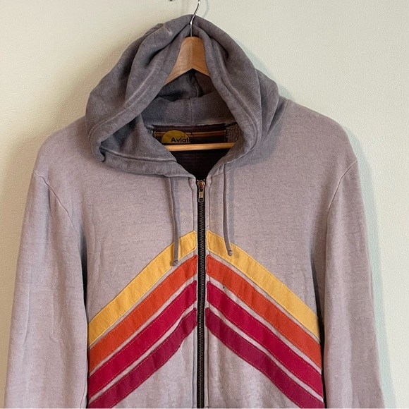 Aviator Nation Nova Hoodie in Grey/Red VERY RARE zip up sweatshirt size Small S - Picture 2 of 16